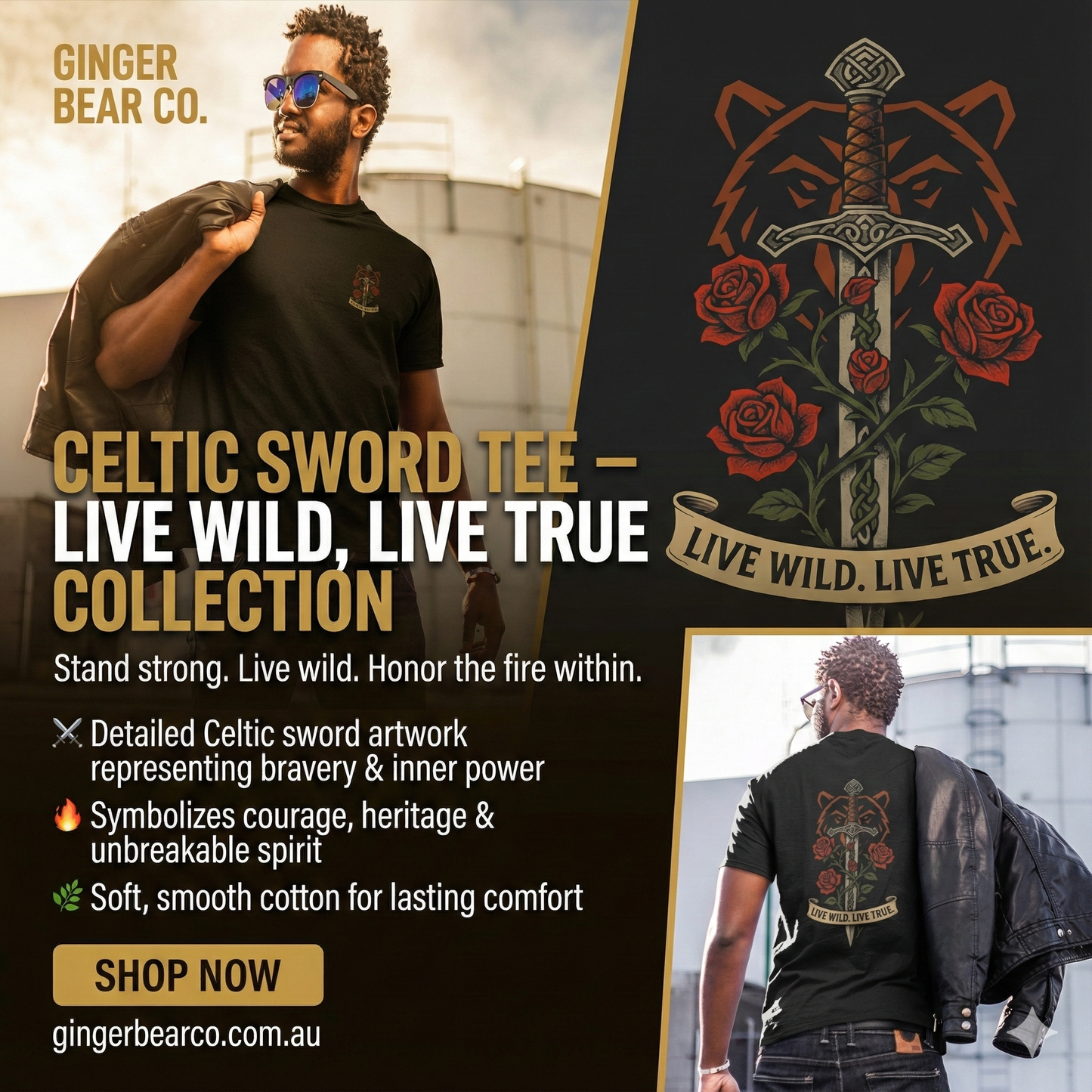 Celtic Sword Tee – Live Wild, Live True