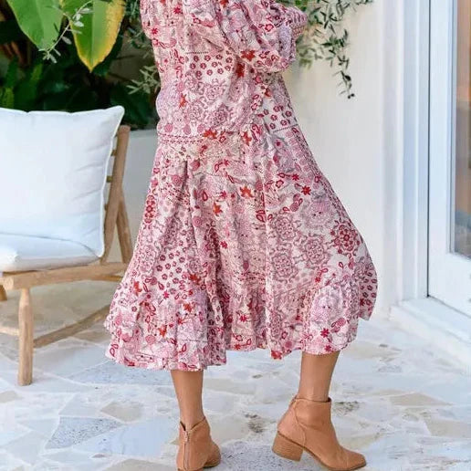 Ruby Red Print Vela Skirt