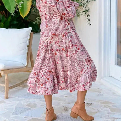 Ruby Red Print Vela Skirt