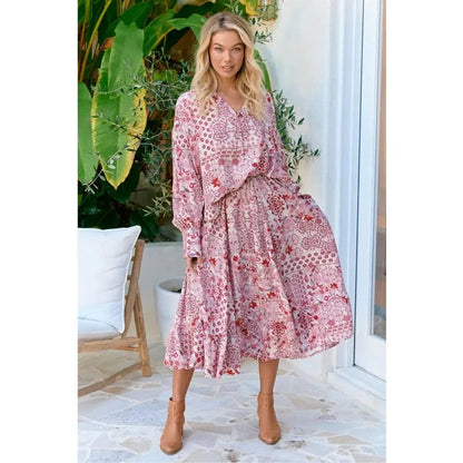 Ruby Red Print Vela Skirt