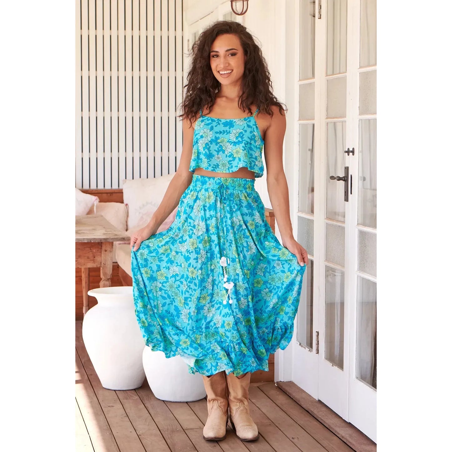 Sea Crystal Print Vela Maxi Skirt