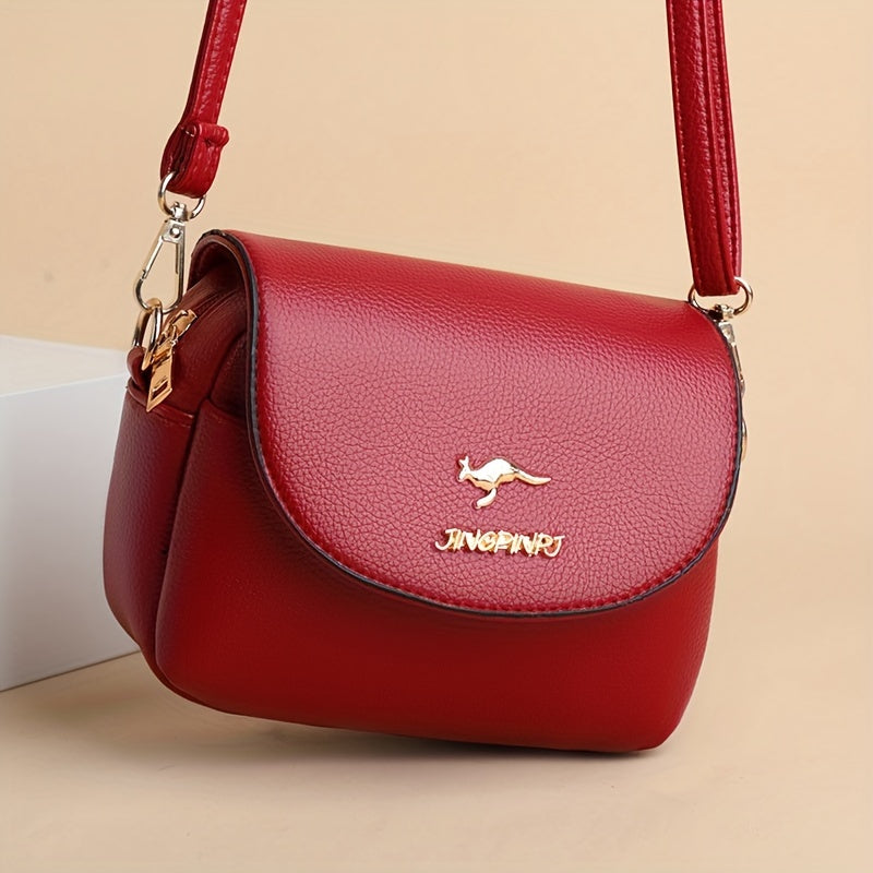 Stylish Leather Shoulder Bag -  Kangaroo and Letter Decor Fashion Crossbody Bag | Ginger Bear Boutique