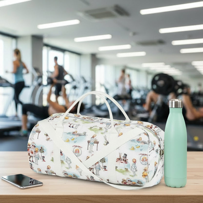 Alice in Wonderland Canvas Zip Top Duffle Bag