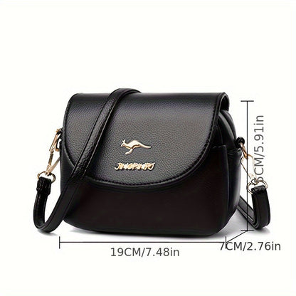Stylish Leather Shoulder Bag -  Kangaroo and Letter Decor Fashion Crossbody Bag | Ginger Bear Boutique