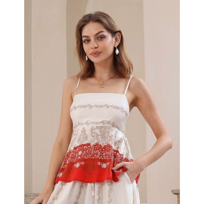 Mediterranean Charm Peplum Cami Top
